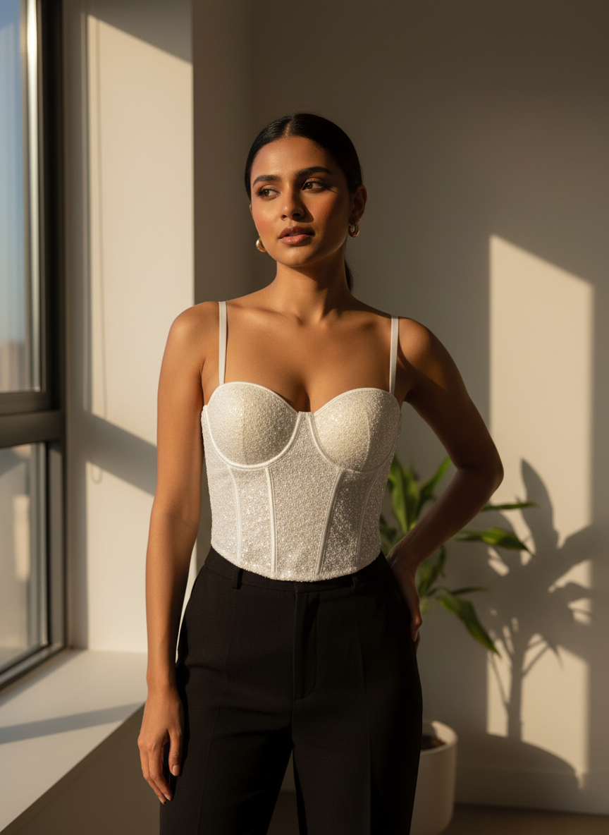 Sequin Padded Corset Top