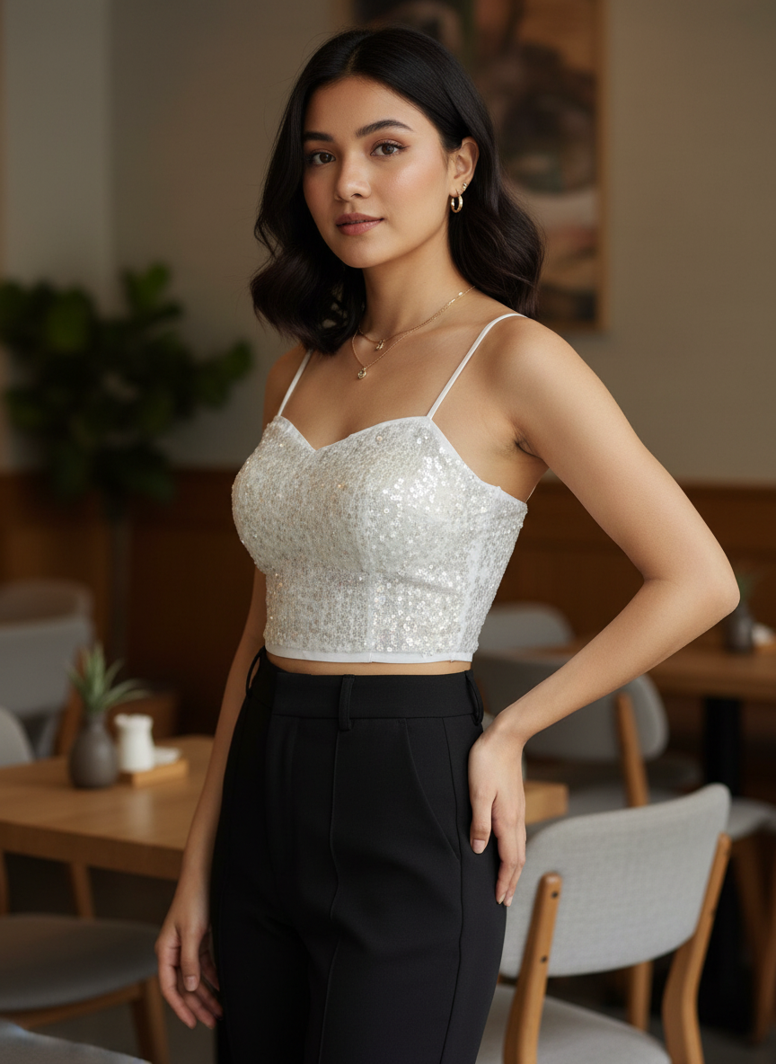 Glam White Padded Tank Top
