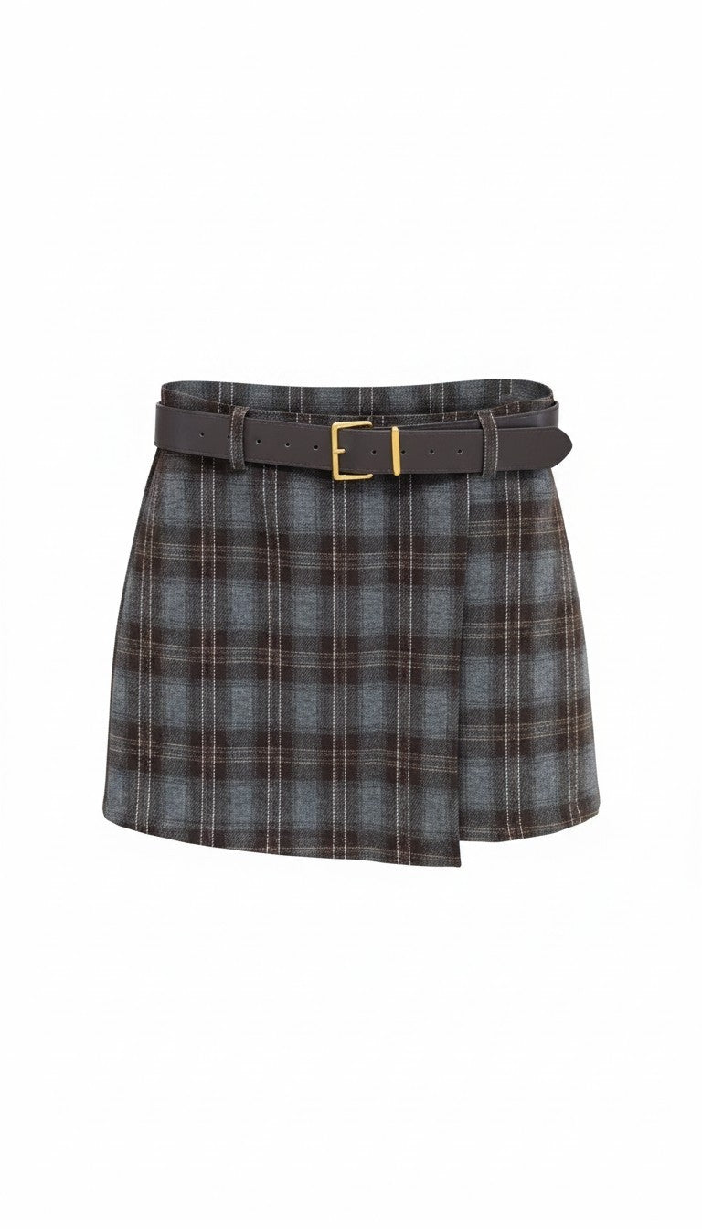 Classic Plaid Wrap Mini Skort