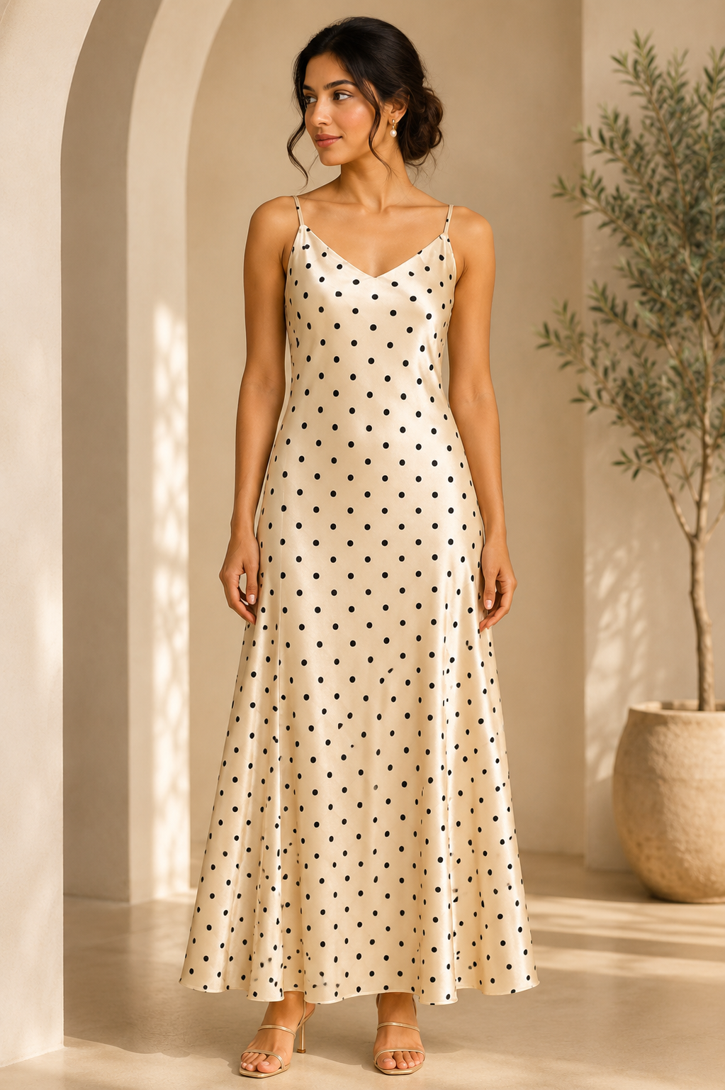 Polka Dot Satin Dress