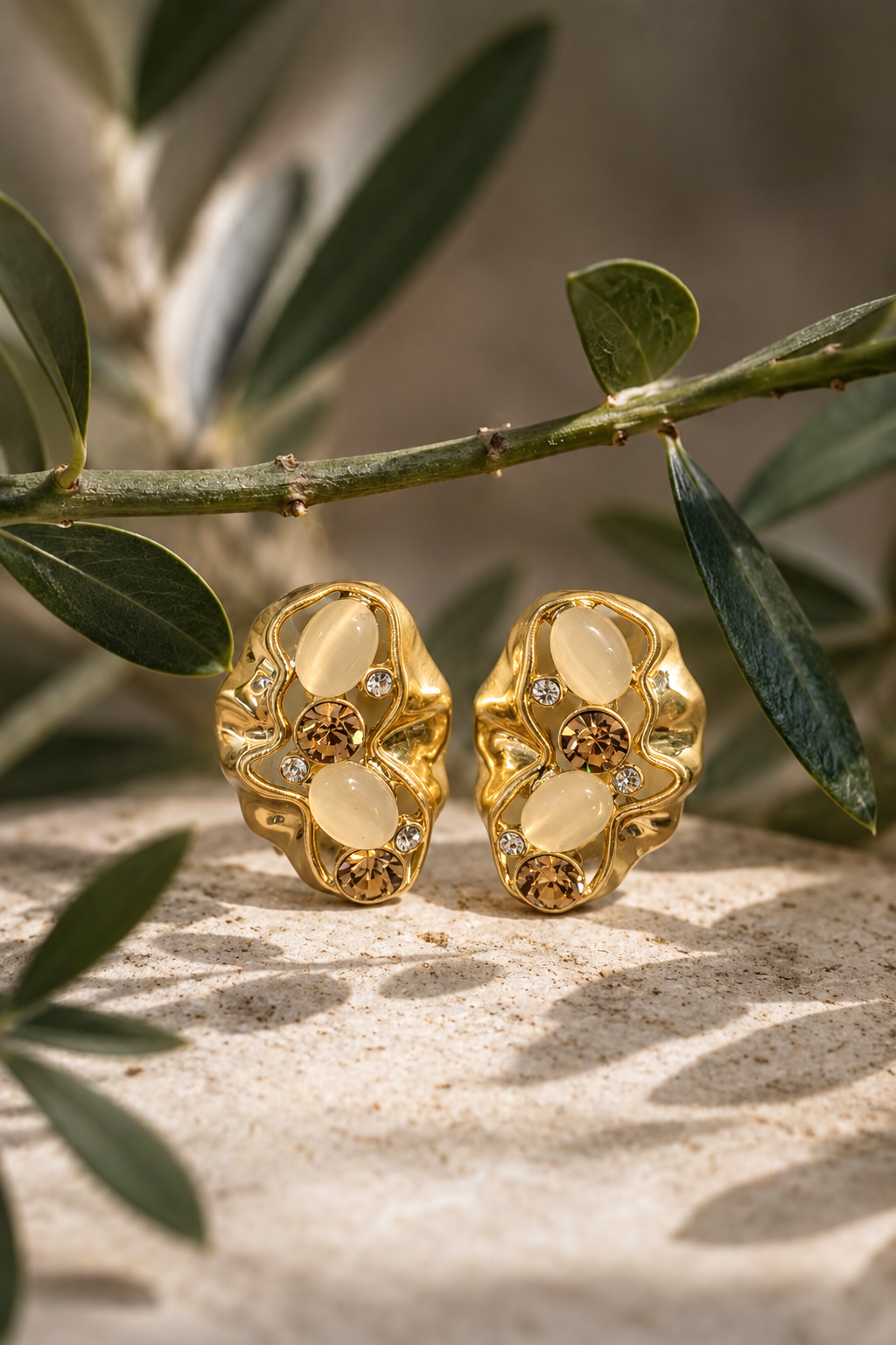 Golden Aura Pearl Stud Earrings