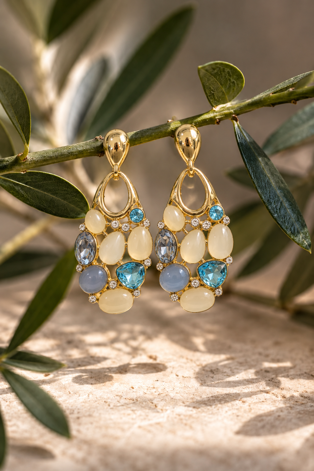 Azure Cascade Multicolor Statement Earrings