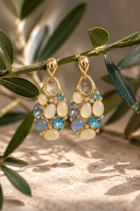 Azure Cascade Multicolor Statement Earrings