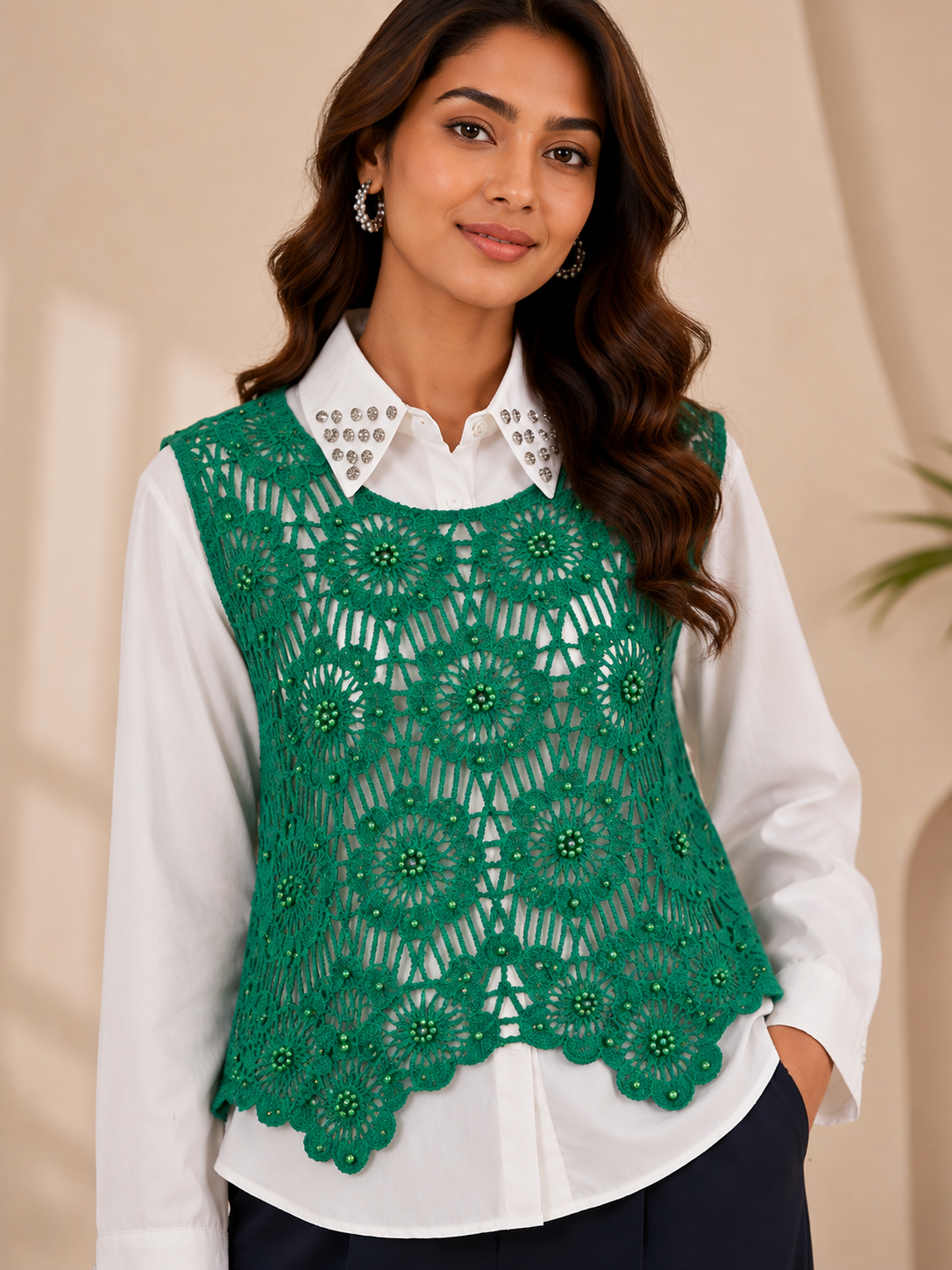 Vintage Lace Knit Vest Shirt