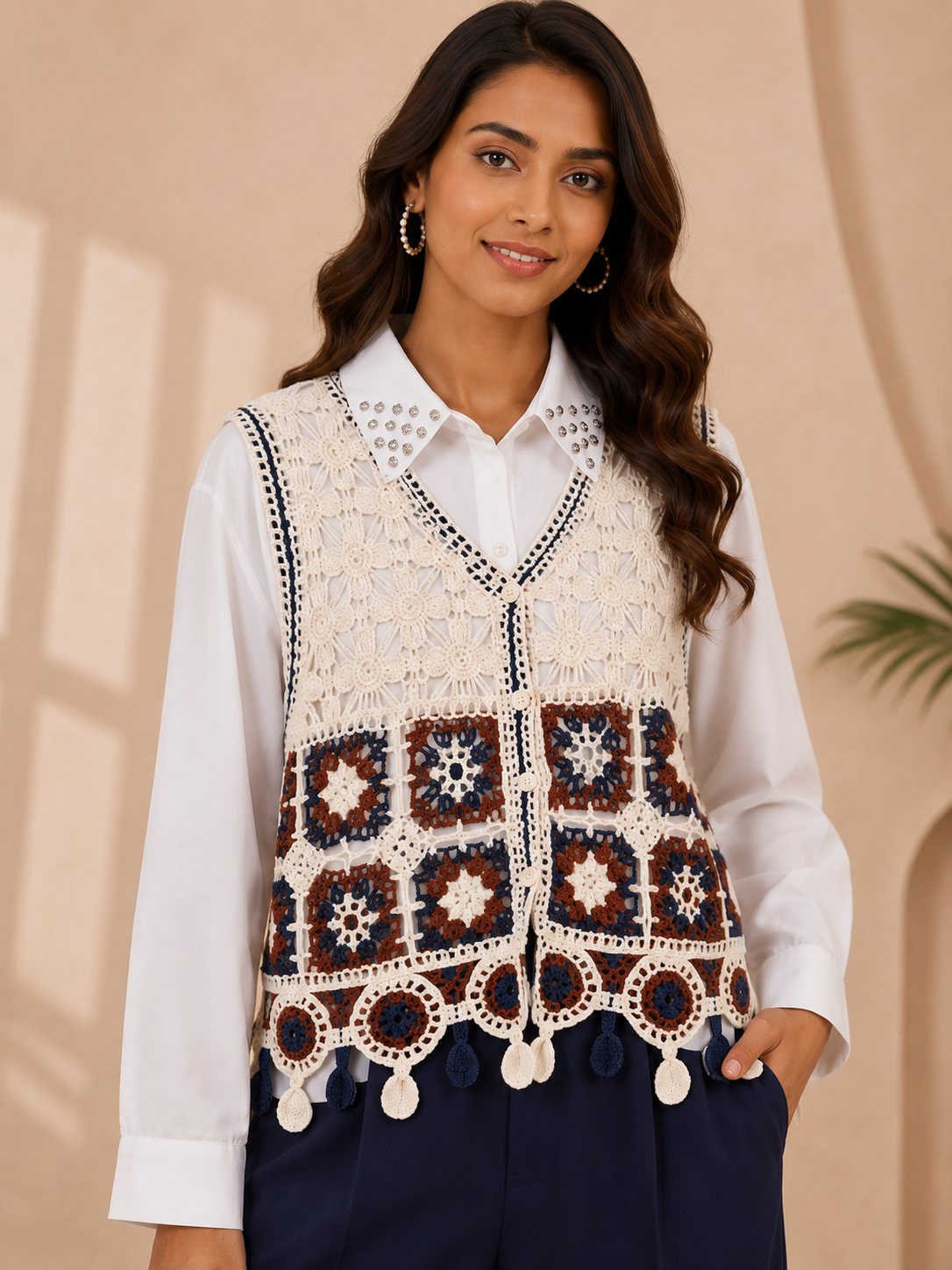 Crochet Knit Vest Shirt