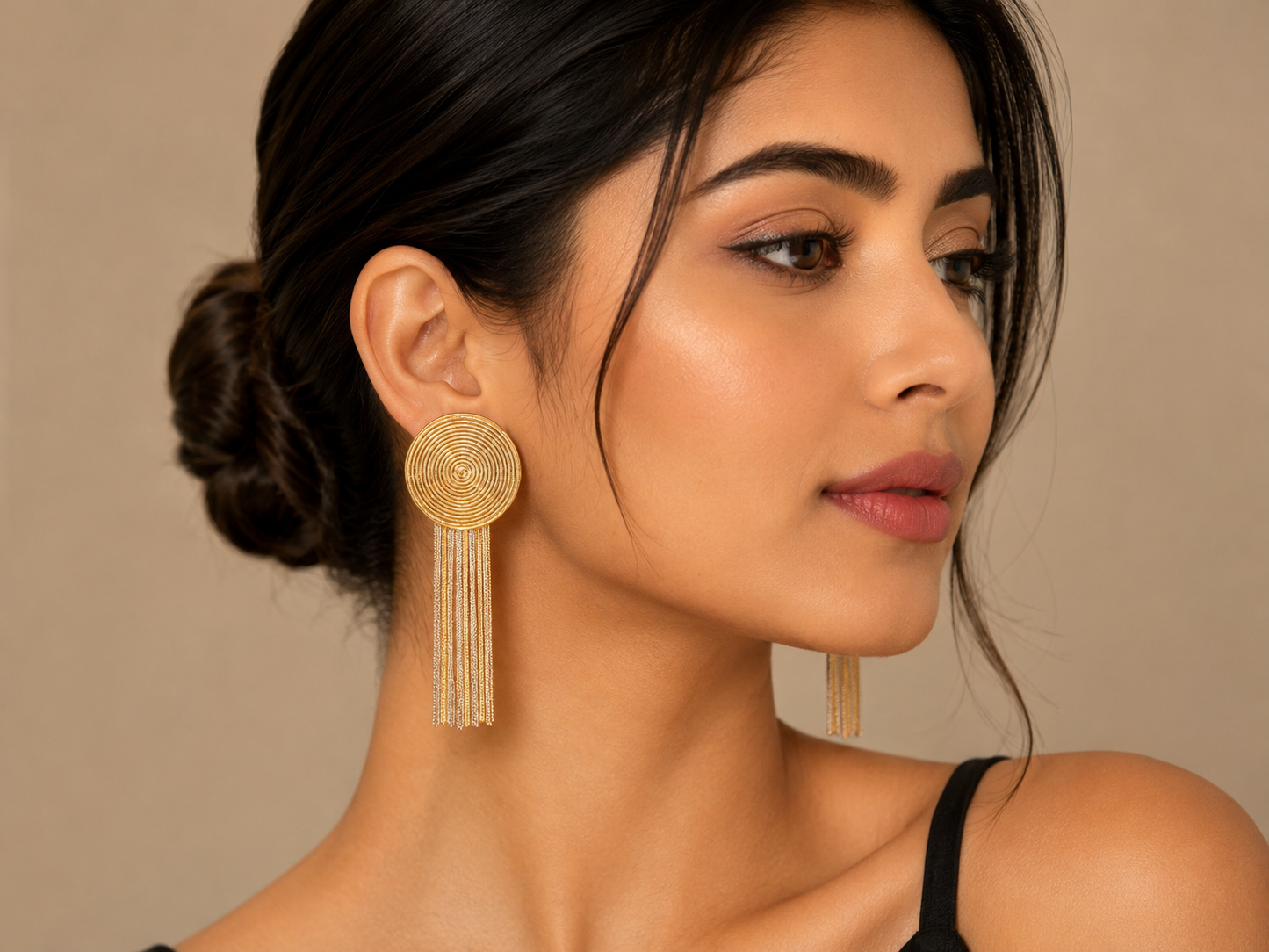 Golden Eclipse Tassel Earrings