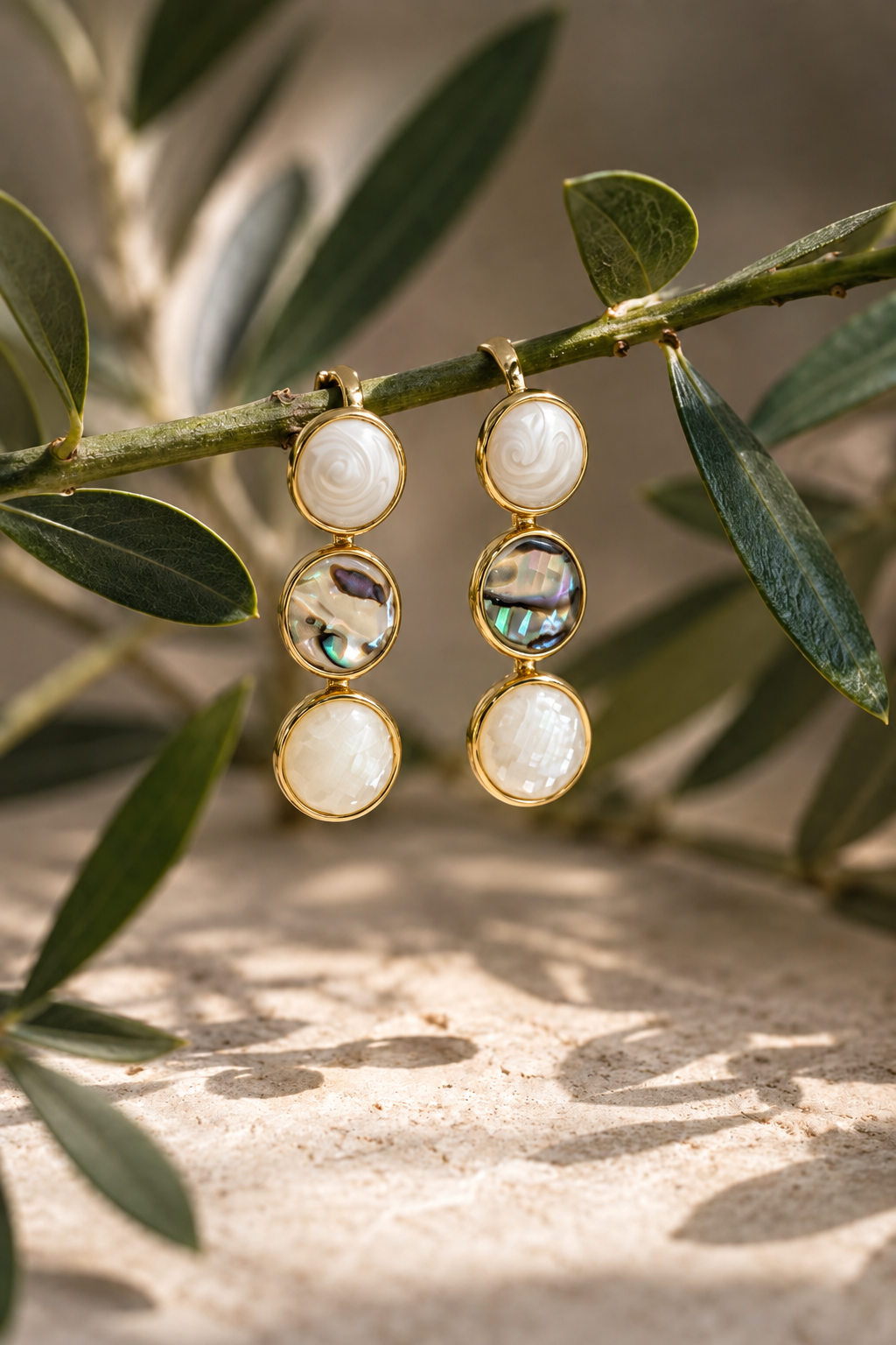 Pearl Shell Trio Drop Earrings