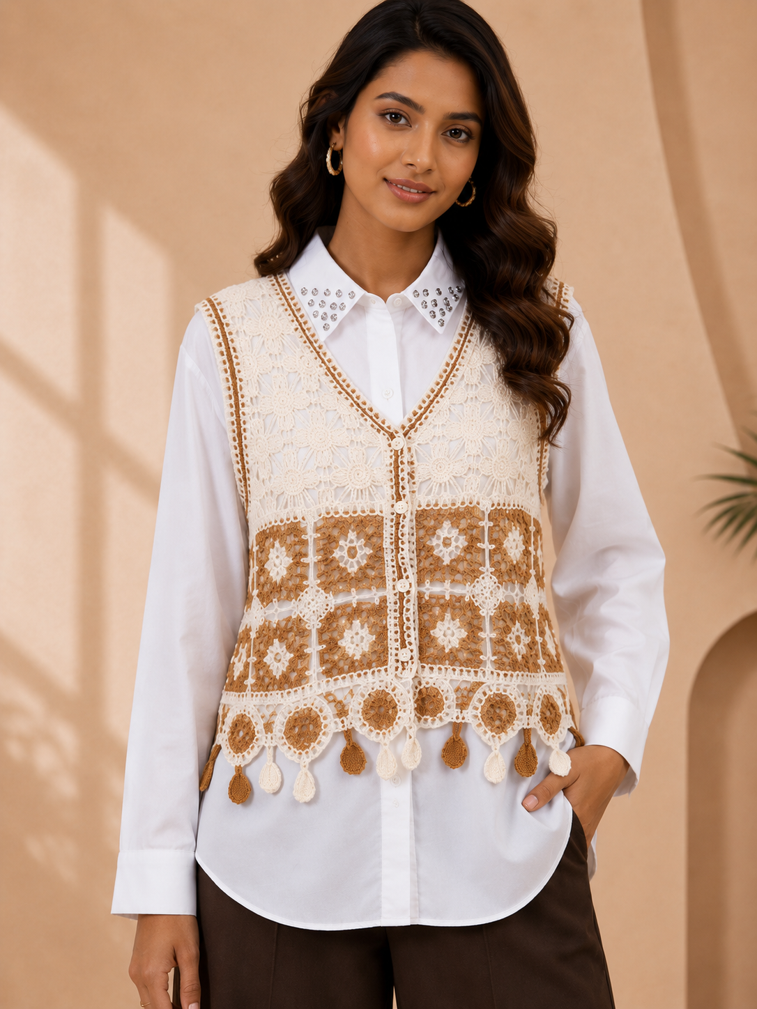 Crochet Knit Vest Shirt
