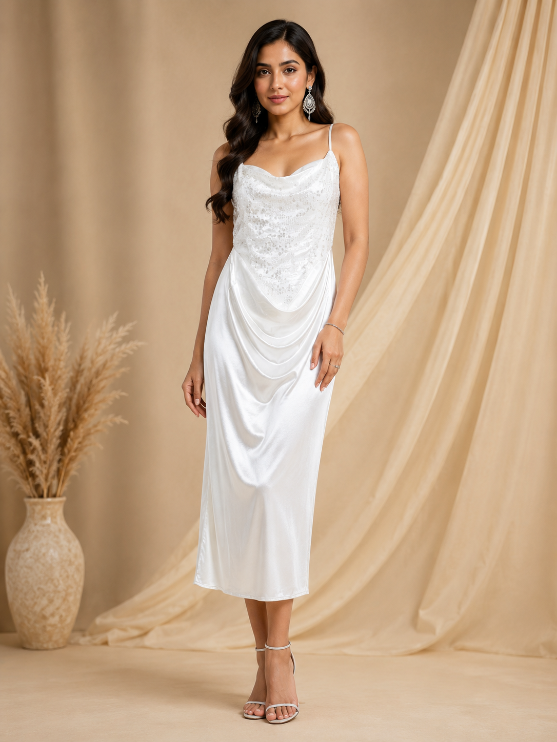 Luxe Satin & Sparkle Dress