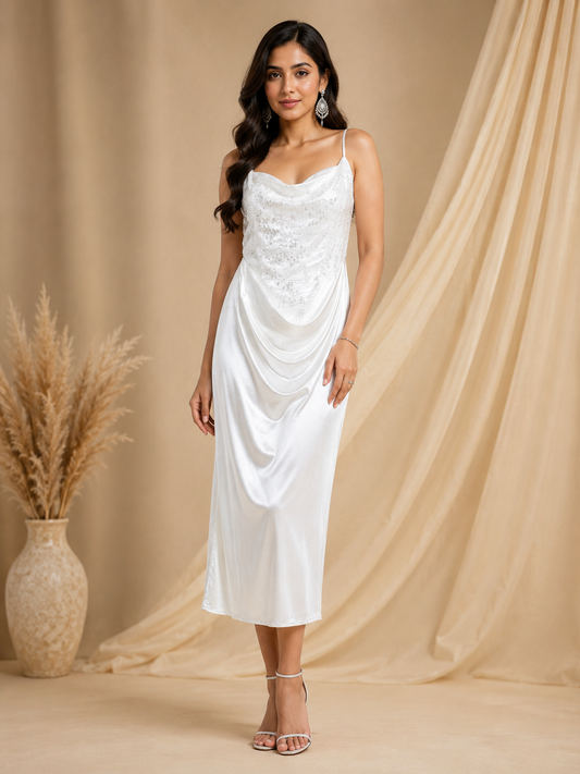 Luxe Satin & Sparkle Dress