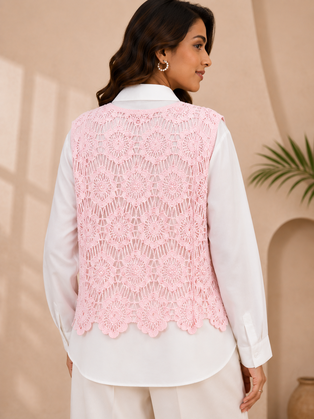 Vintage Lace Knit Vest Shirt