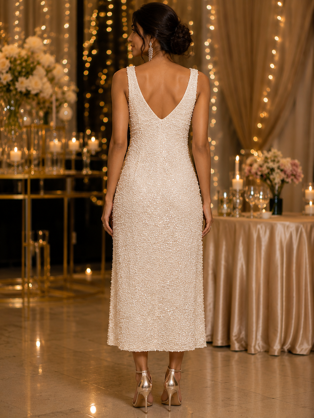 Luxe Pearl Texture Party Dress