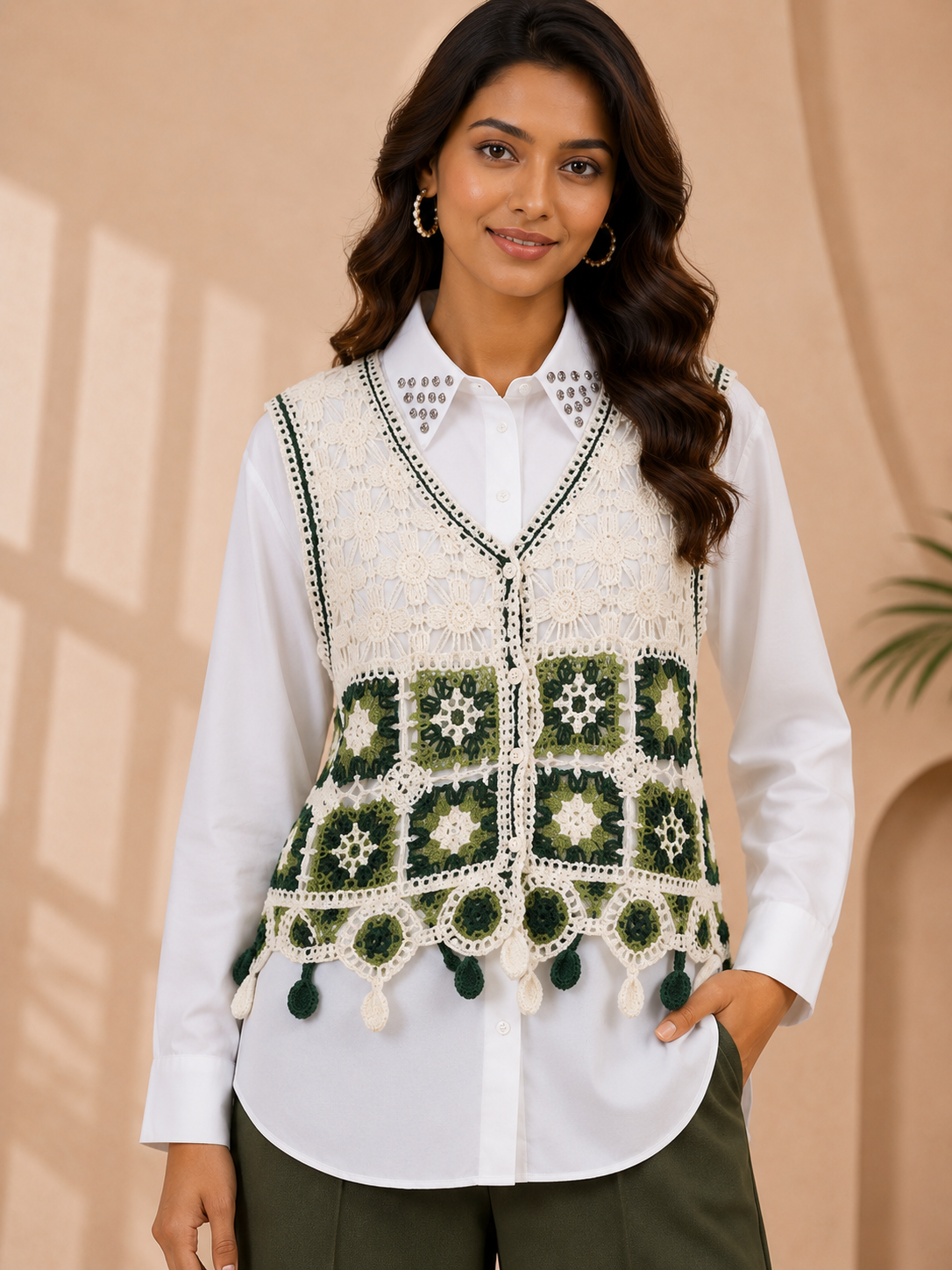 Crochet Knit Vest Shirt