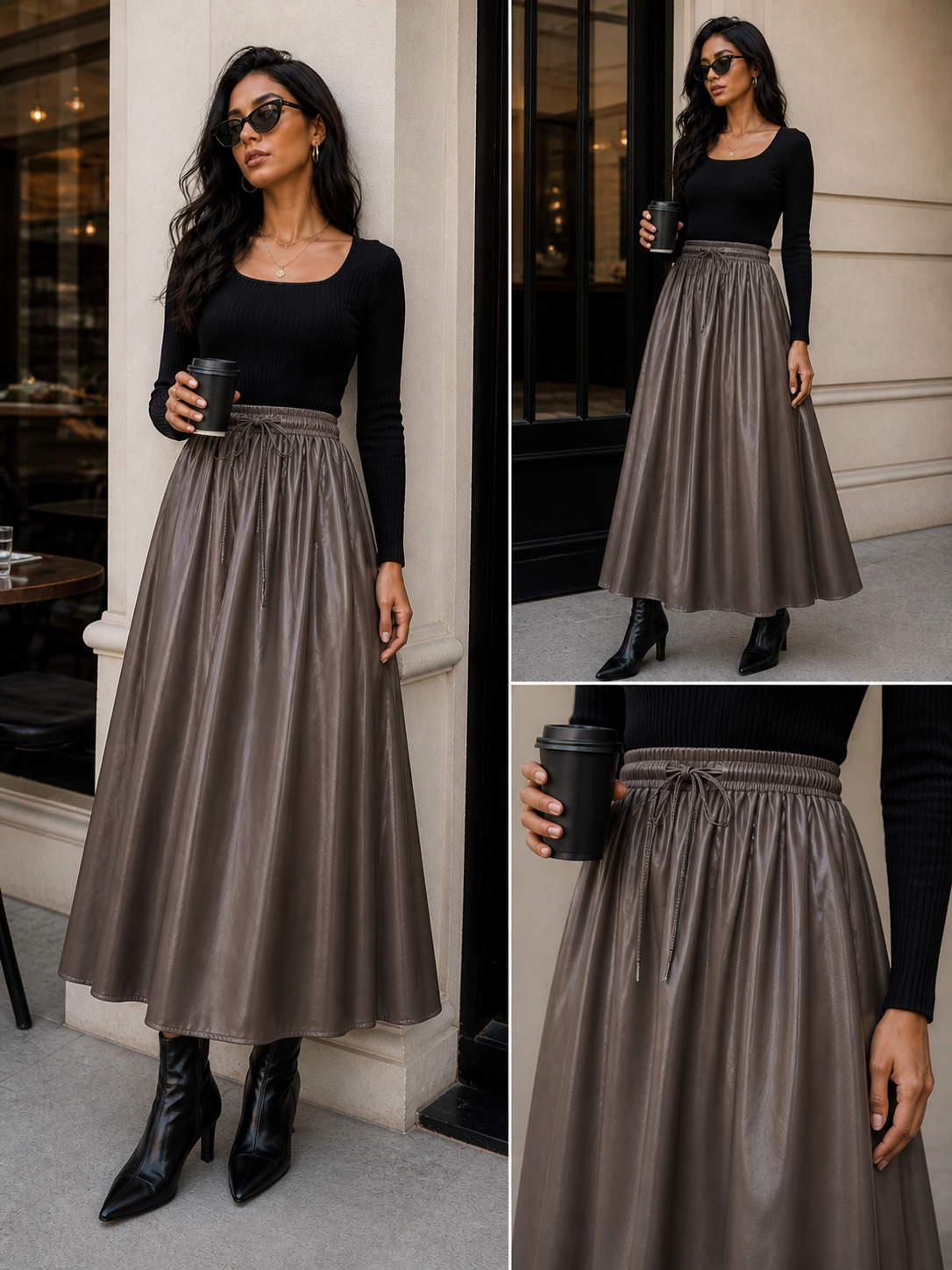 Leather Flared SKirt