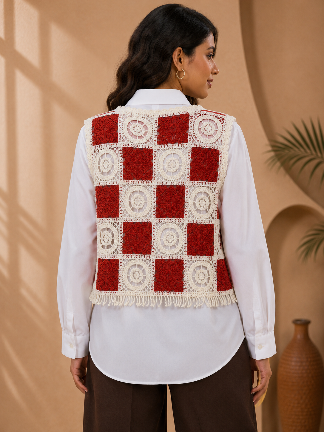 Checker Knit Vest Shirt