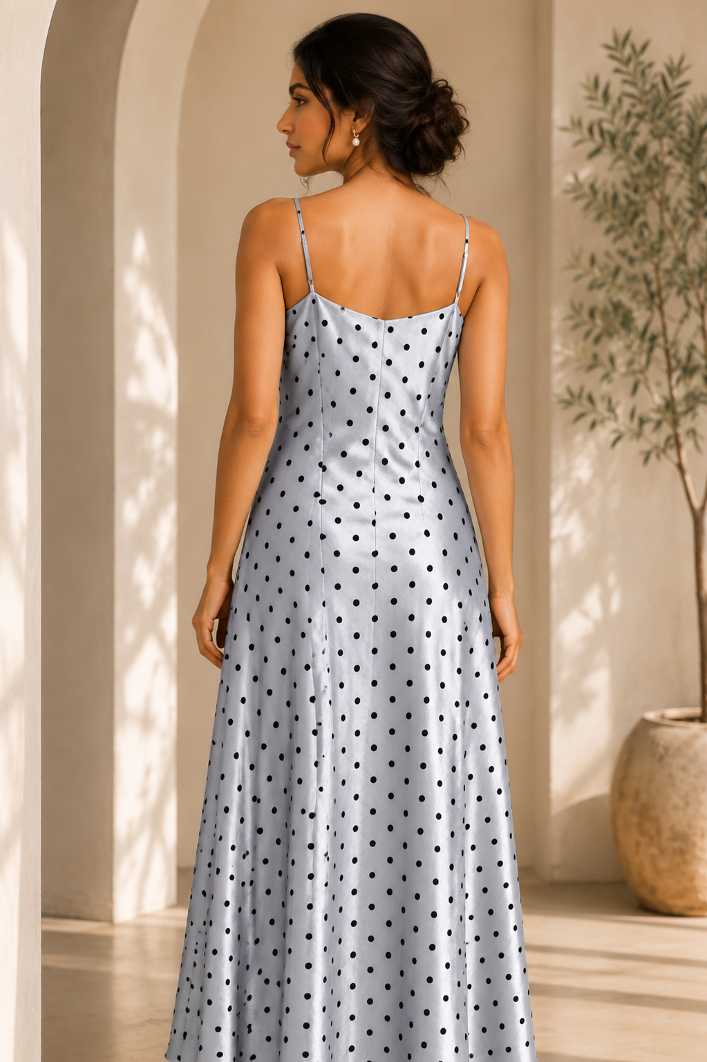 Polka Dot Satin Dress