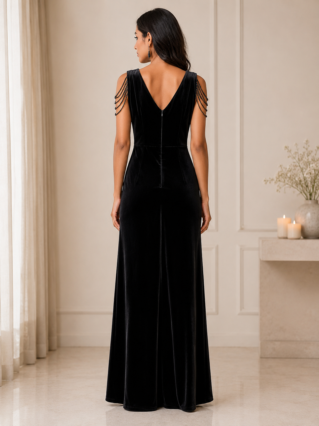 Velvet Slit Gown