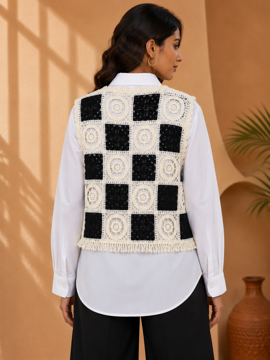 Checker Knit Vest Shirt