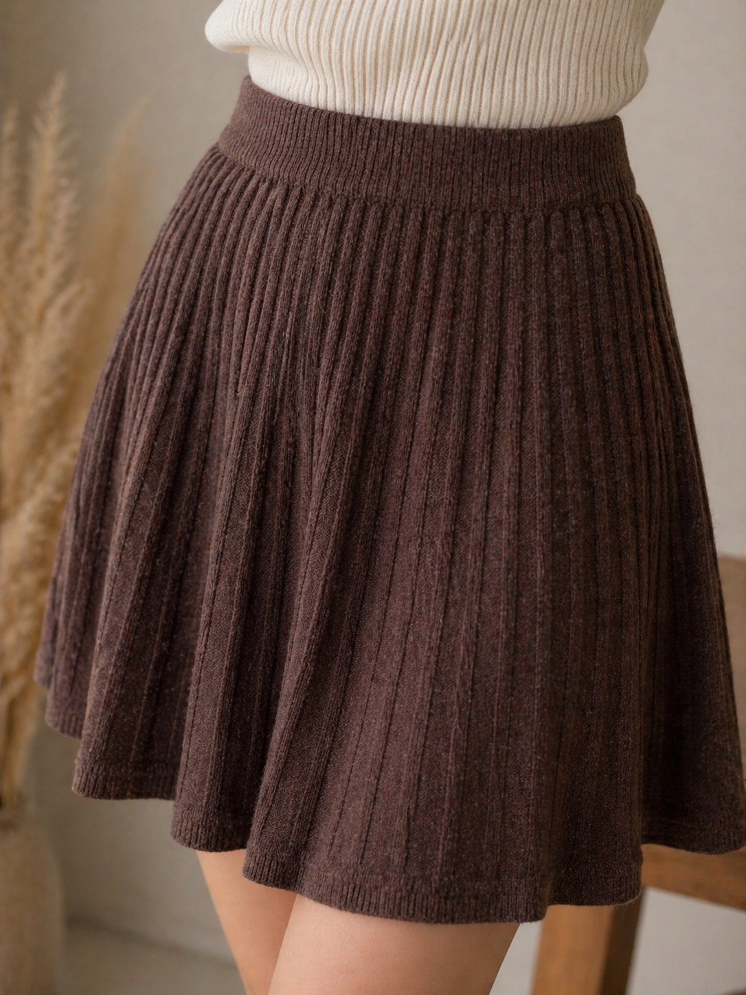 Soft Knit Pleated Skirt
