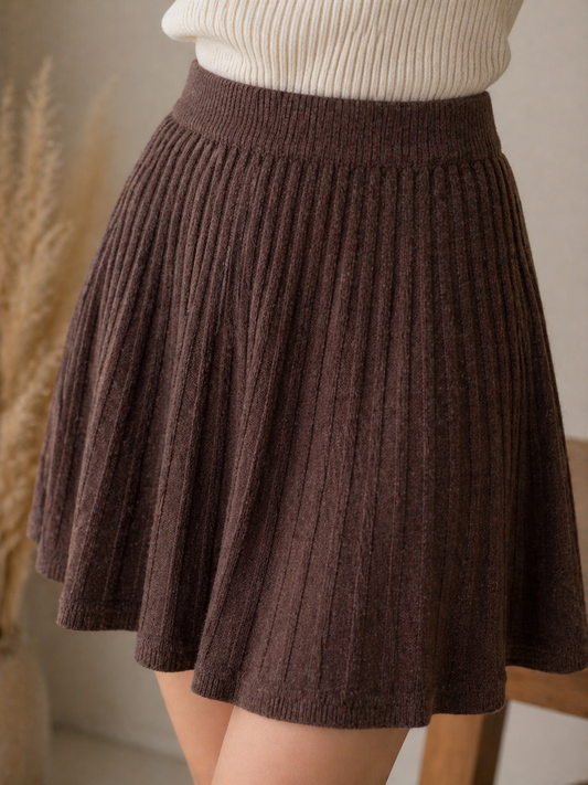 Soft Knit Pleated Skirt