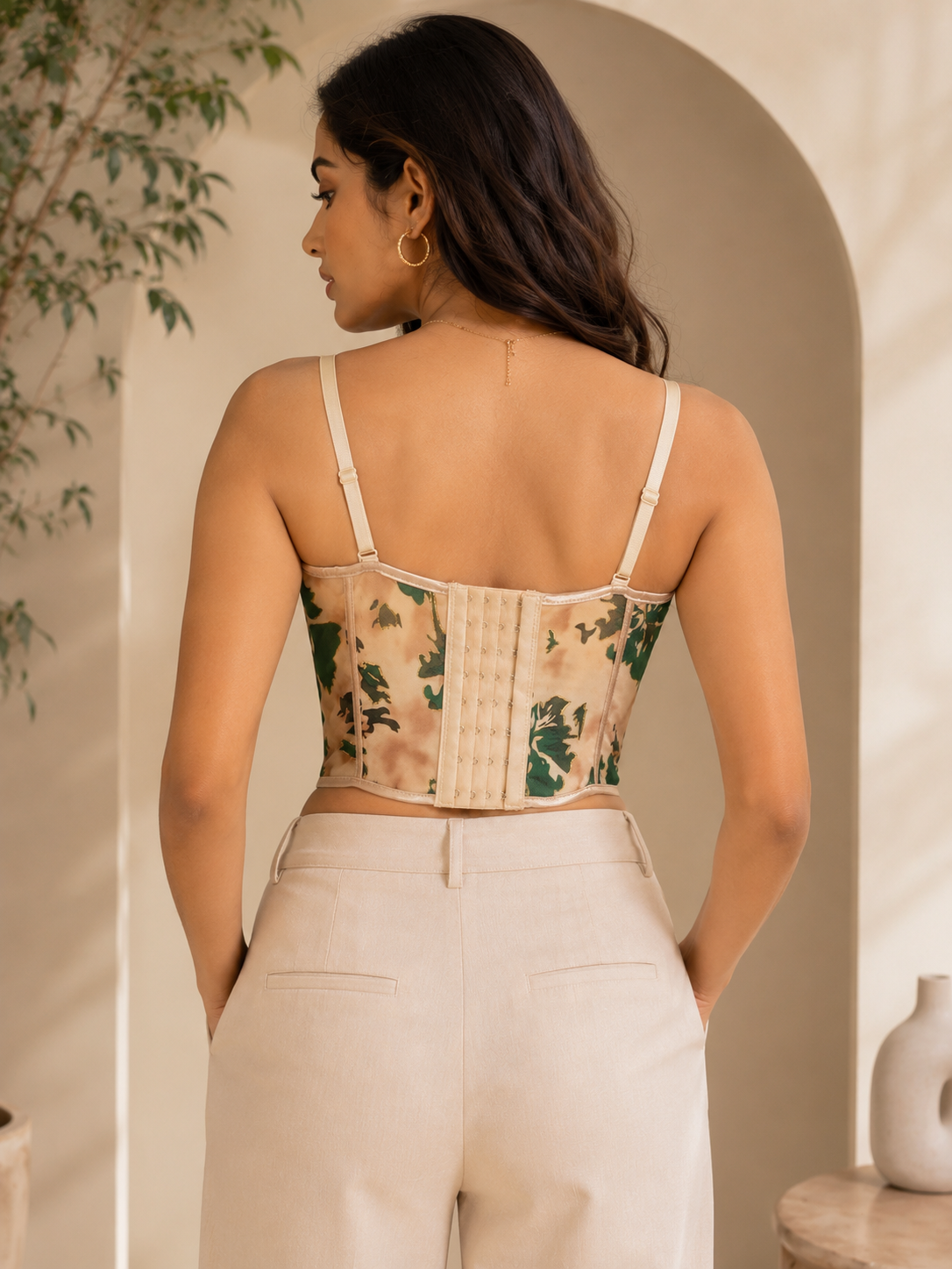 Elegant Floral Padded Corset Top