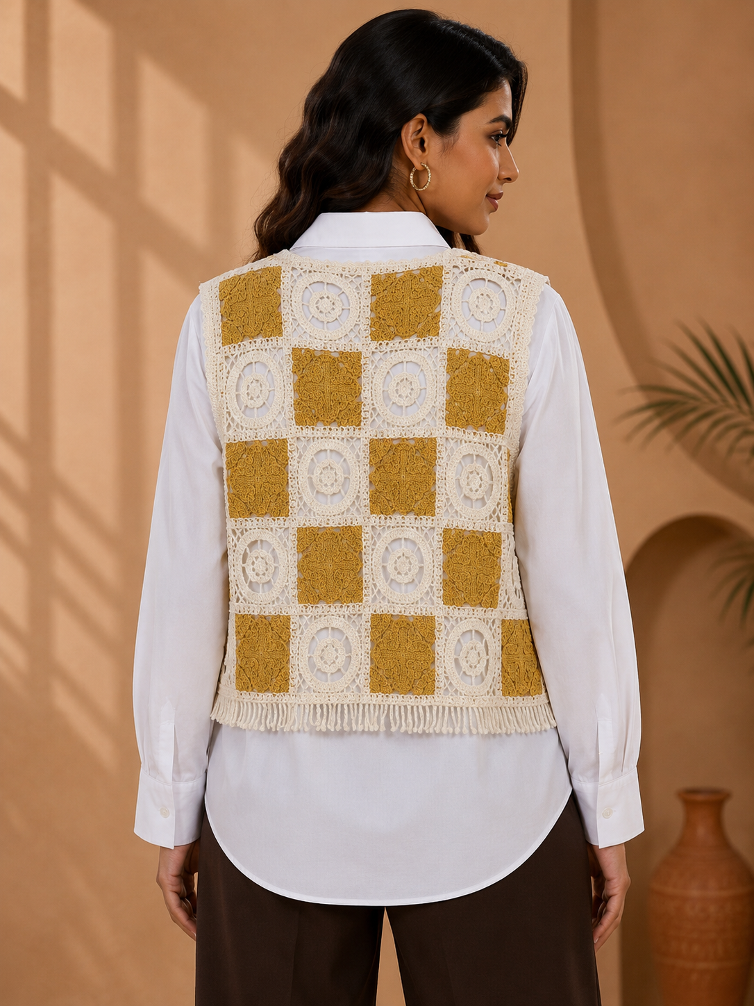 Checker Knit Vest Shirt