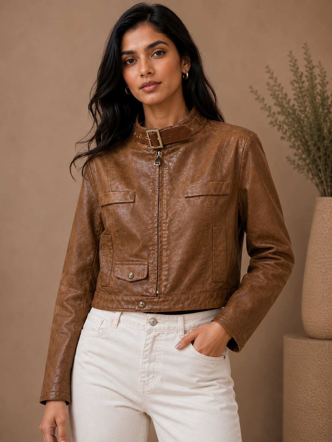 Biker Buckle Neck Jacket