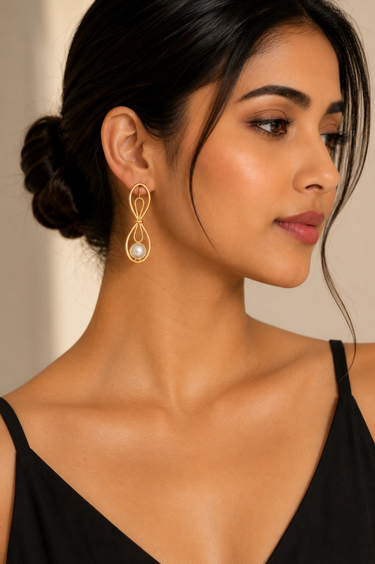 Infinity Pearl Drop Earrings