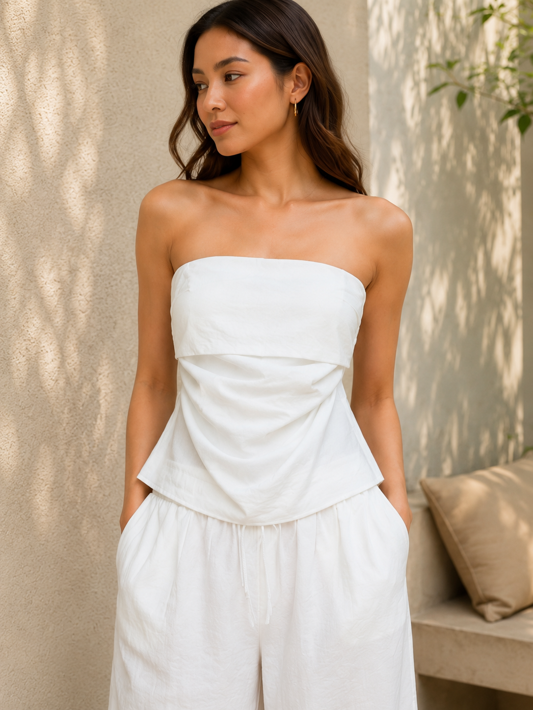 Linen Ease Strapless Co-ord Set