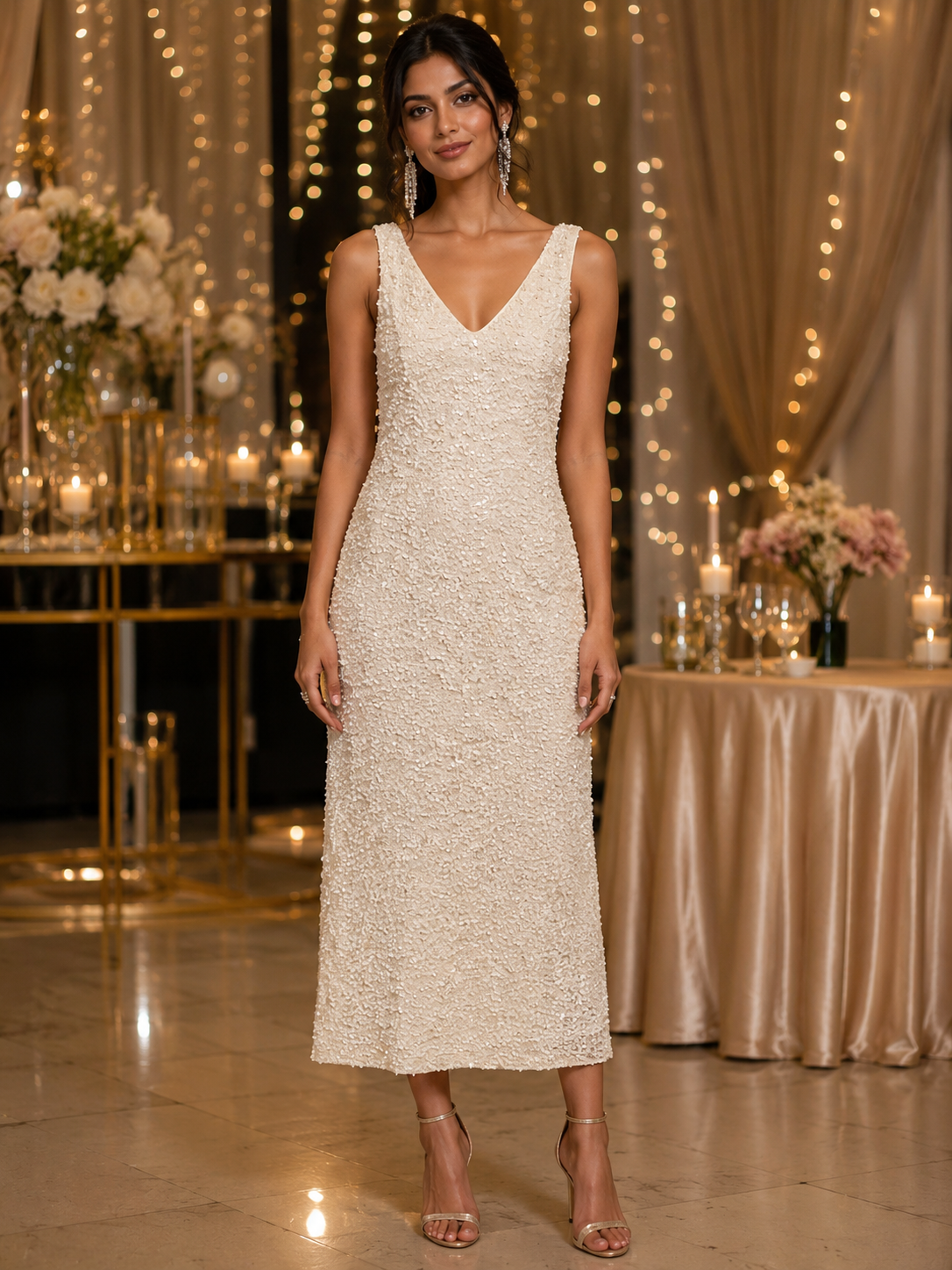 Luxe Pearl Texture Party Dress