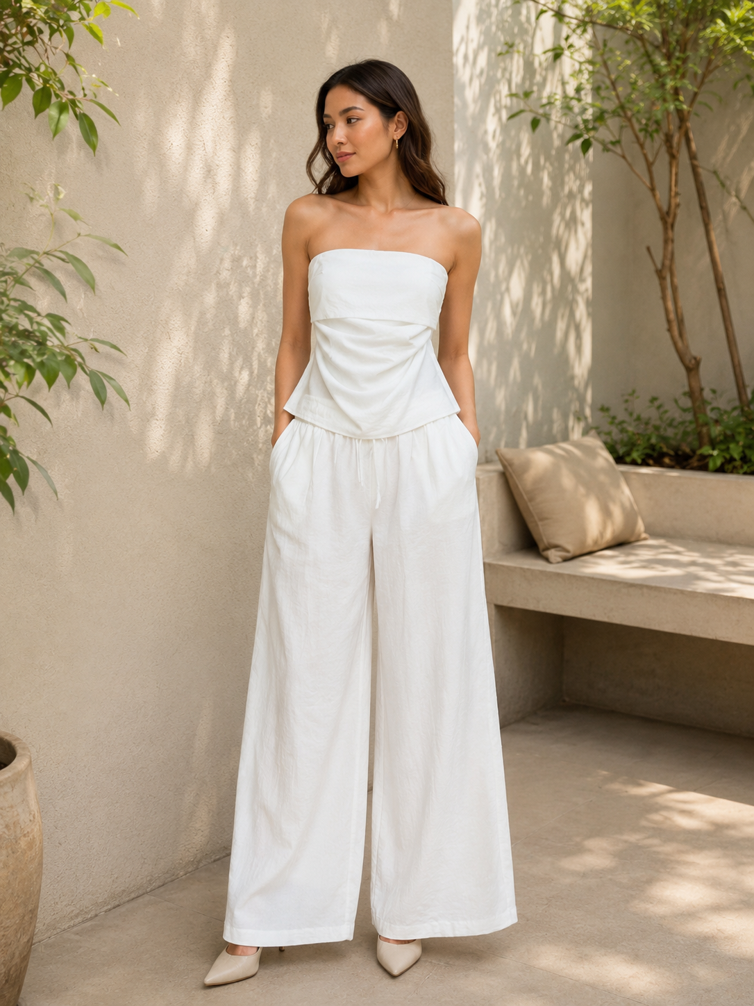 Linen Ease Strapless Co-ord Set