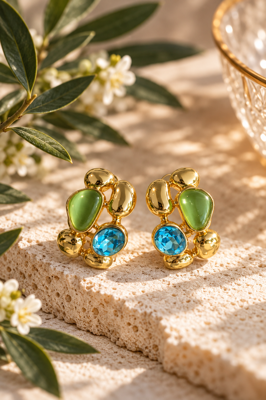 Emerald Aqua Statement Earrings