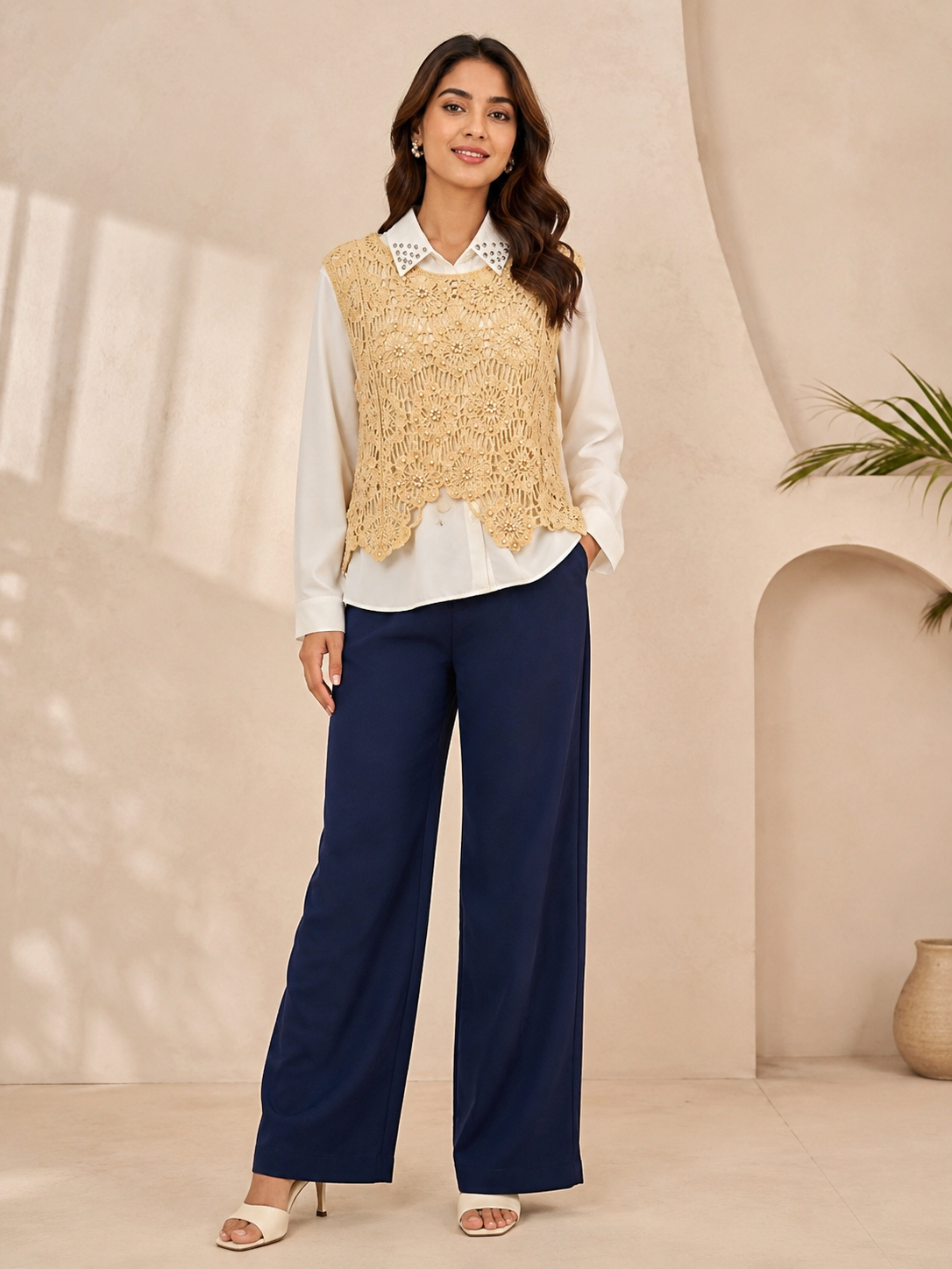Vintage Lace Knit Vest Shirt