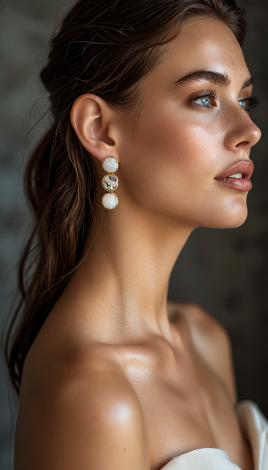 Pearl Shell Trio Drop Earrings