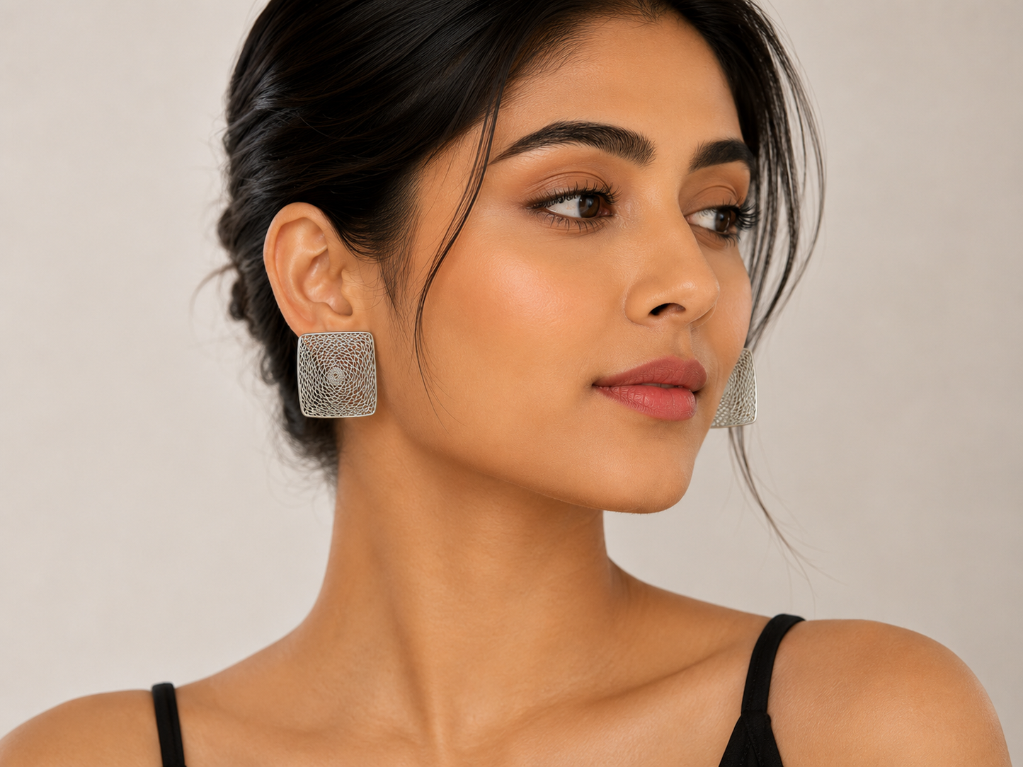 Silver Halo Weave Stud Earrings
