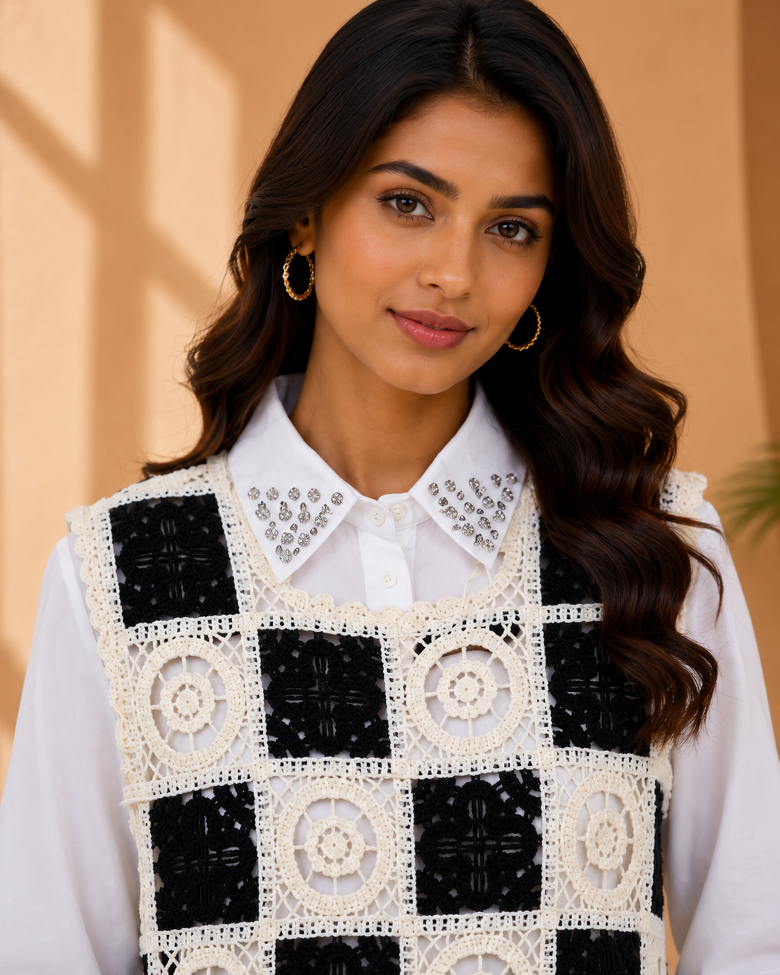 Checker Knit Vest Shirt