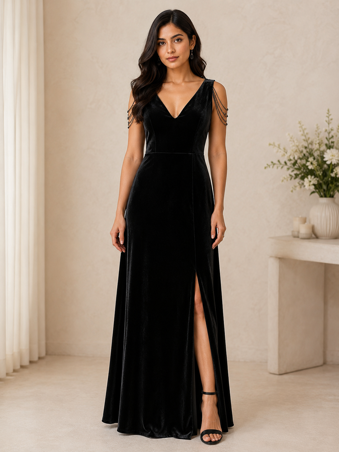 Velvet Slit Gown