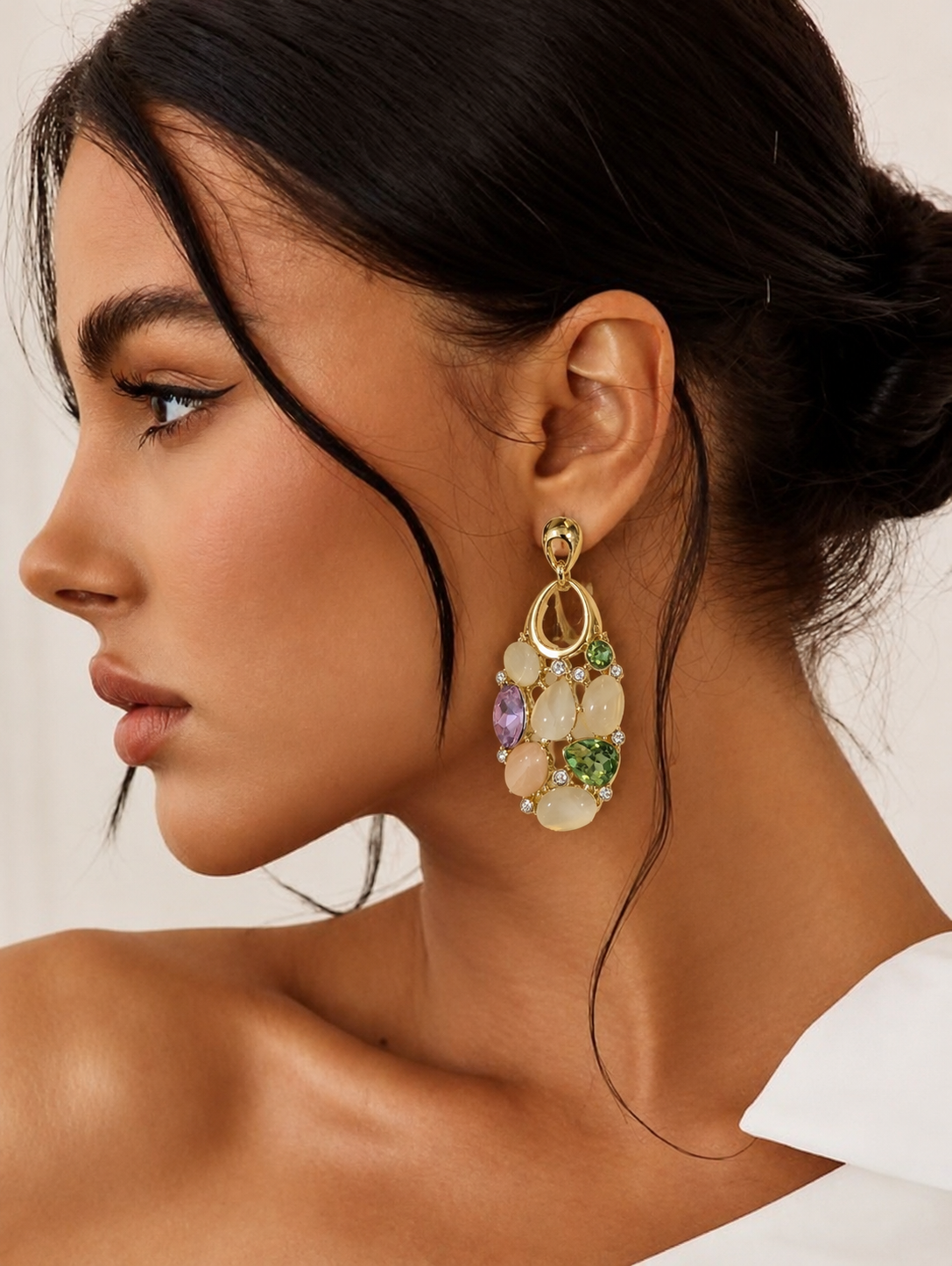 Azure Cascade Multicolor Statement Earrings