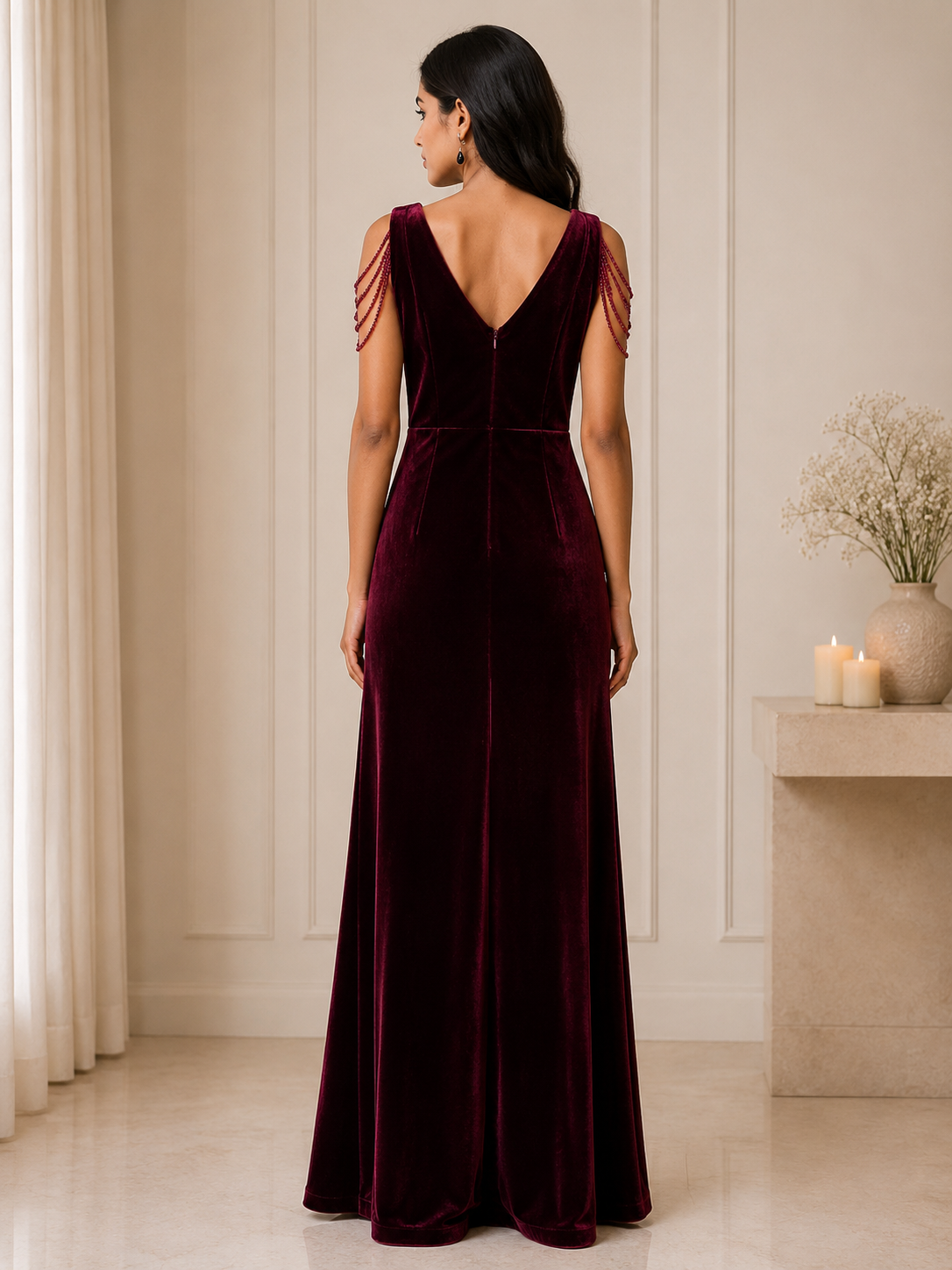 Velvet Slit Gown