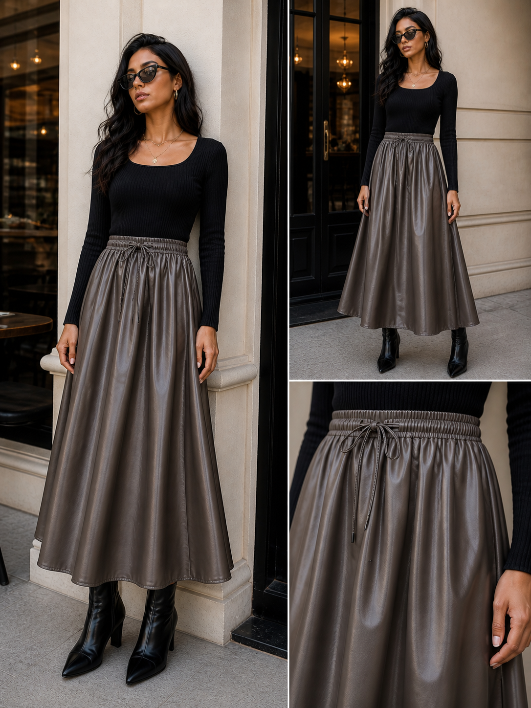 Leather Flared SKirt