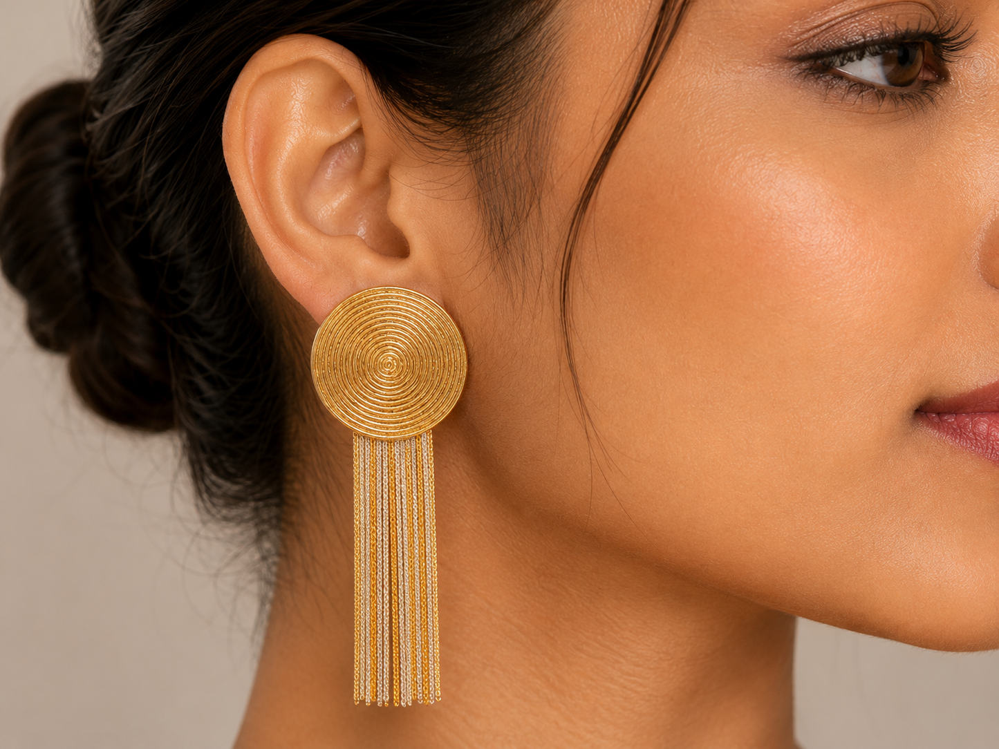 Golden Eclipse Tassel Earrings