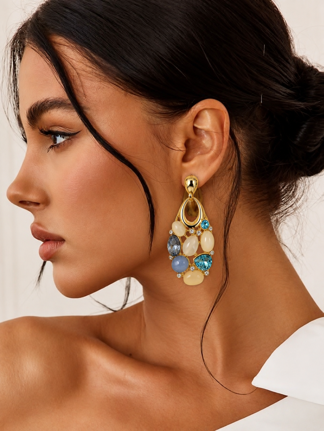 Azure Cascade Multicolor Statement Earrings