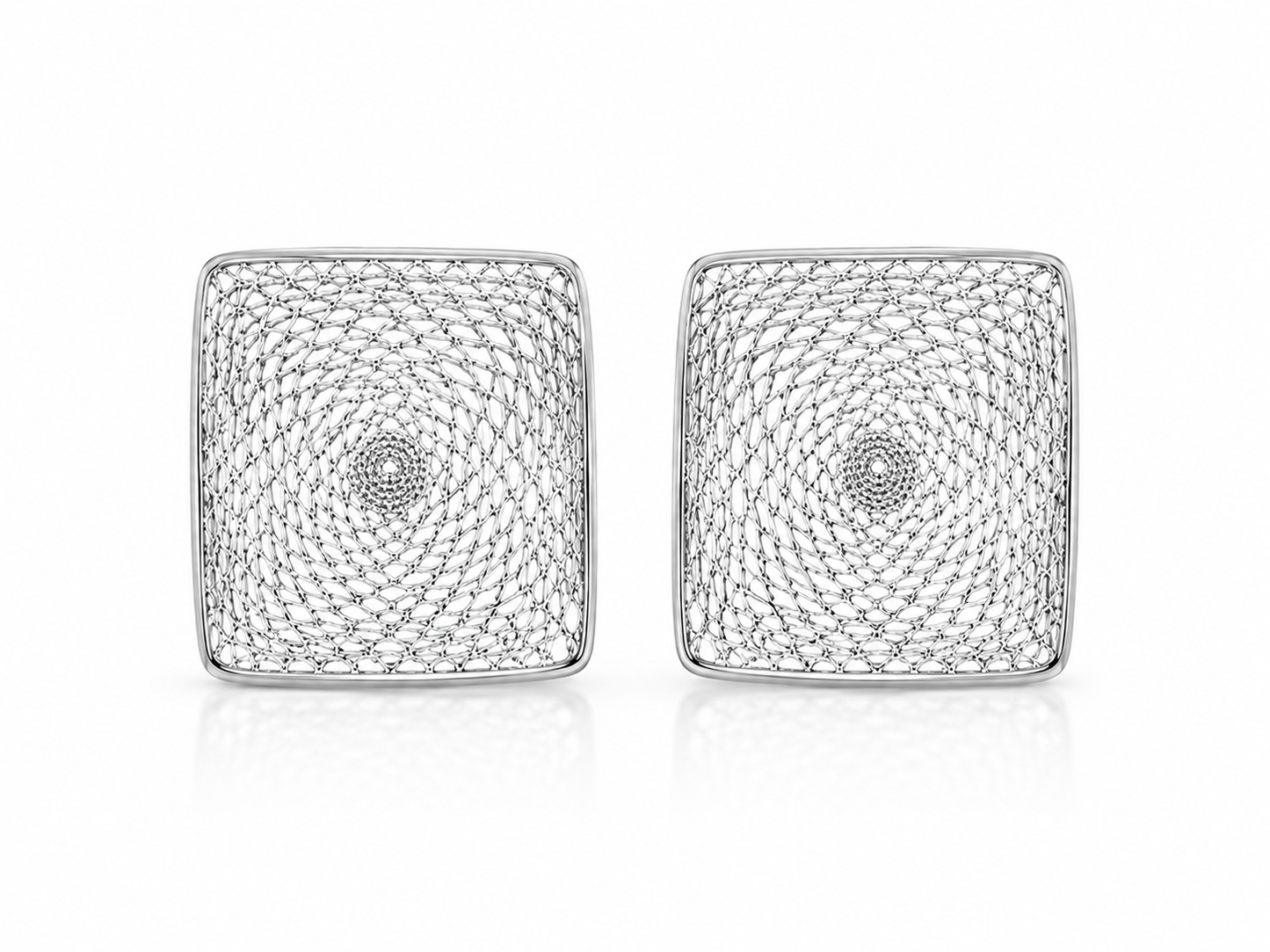 Silver Halo Weave Stud Earrings