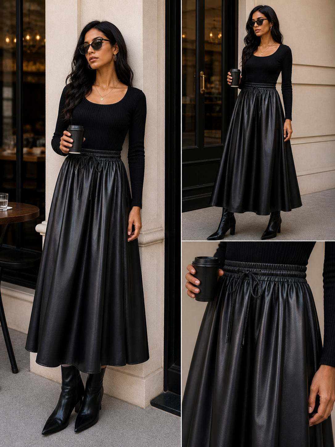 Leather Flared SKirt