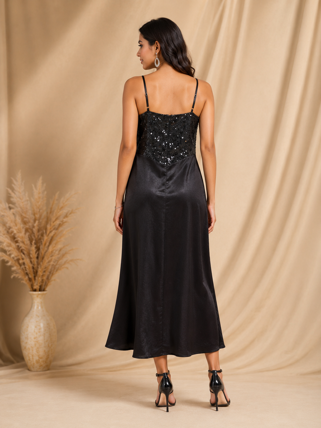 Luxe Satin & Sparkle Dress