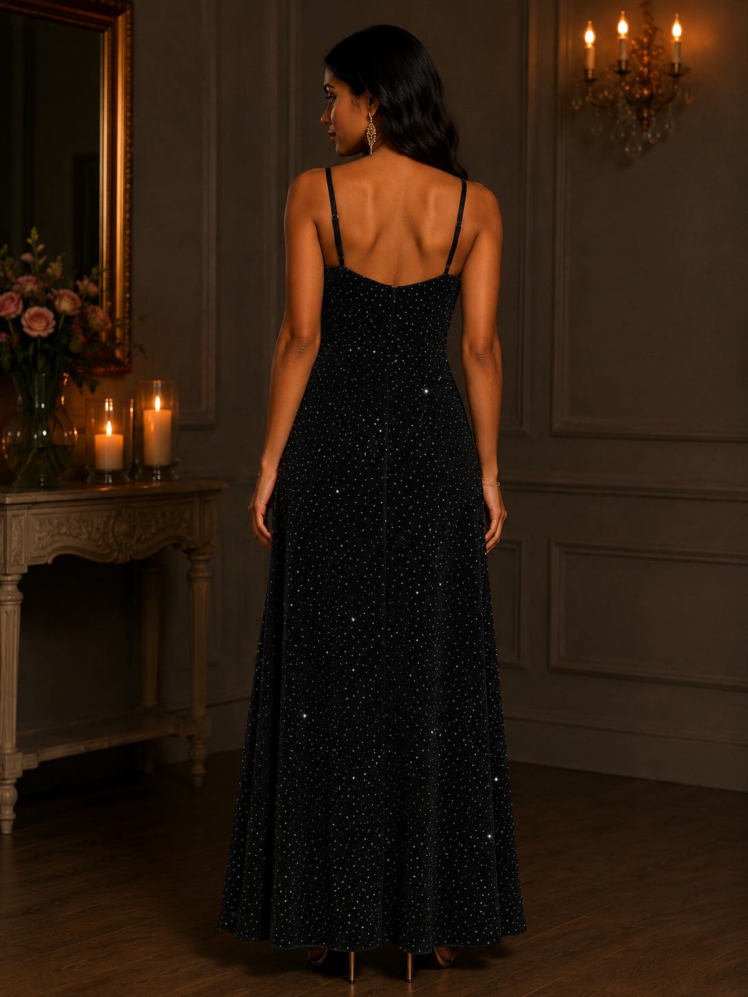 Sequin Slit Maxi Dress