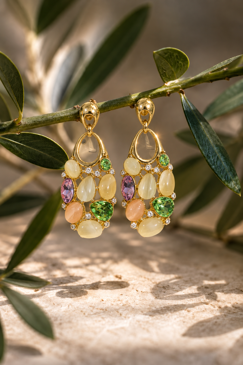 Azure Cascade Multicolor Statement Earrings