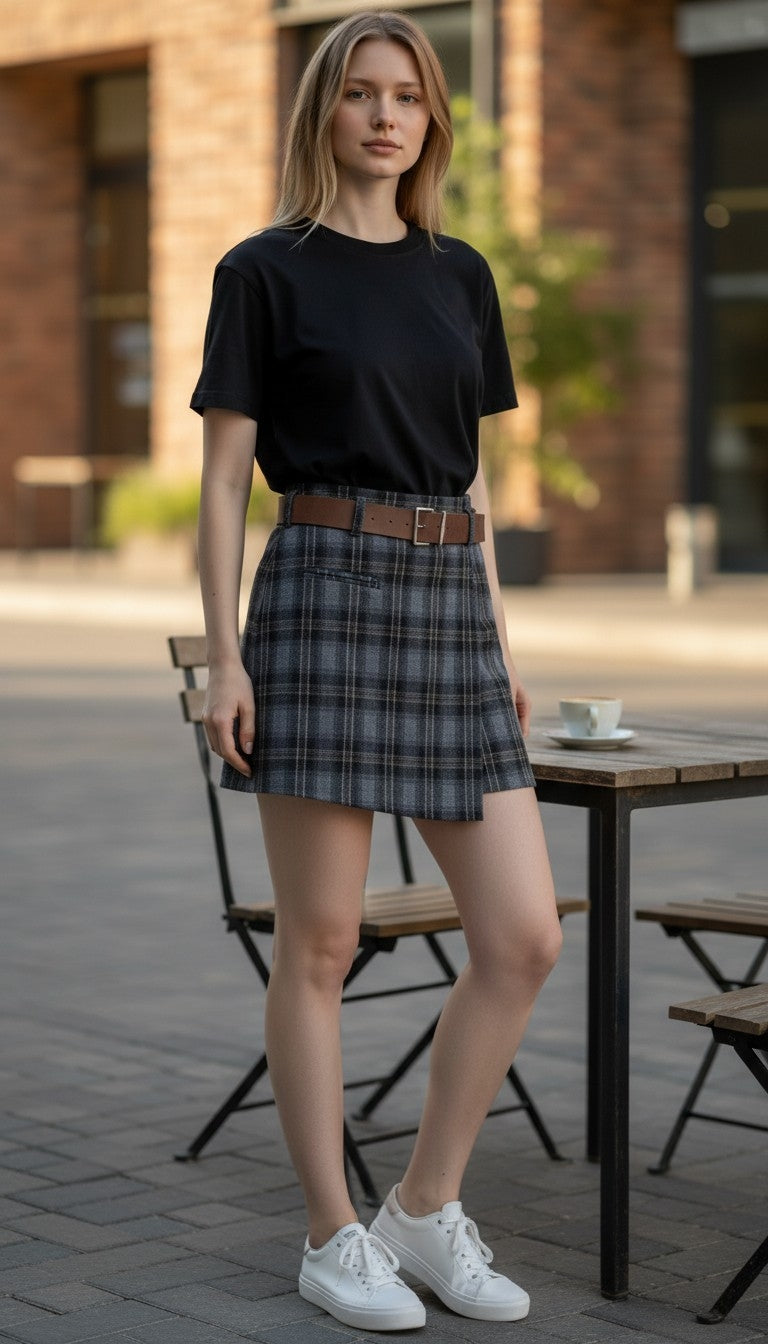 Classic Plaid Wrap Mini Skort