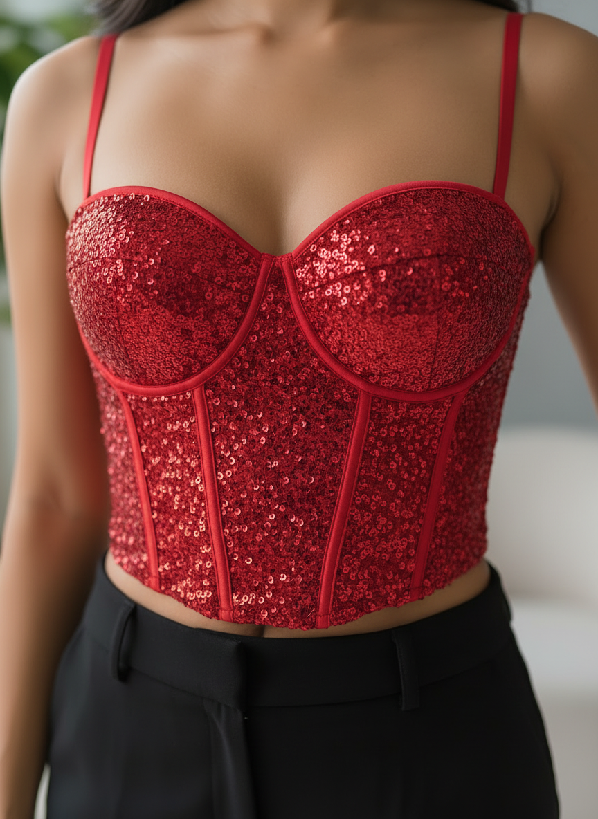 Sequin Padded Corset Top