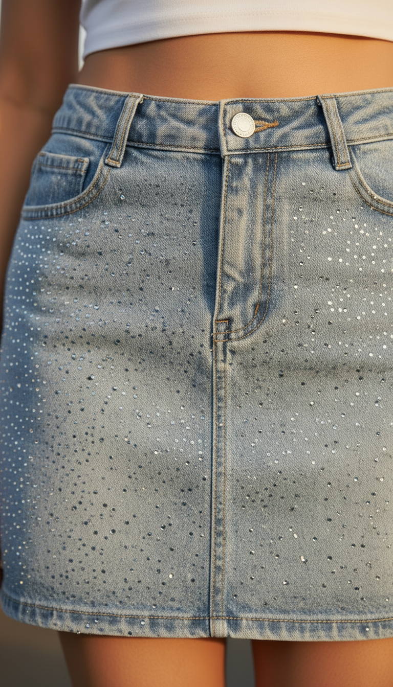 Denim Shimmer Skirt